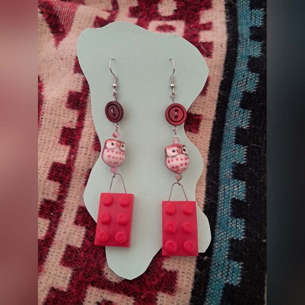 Button And Block Earrings